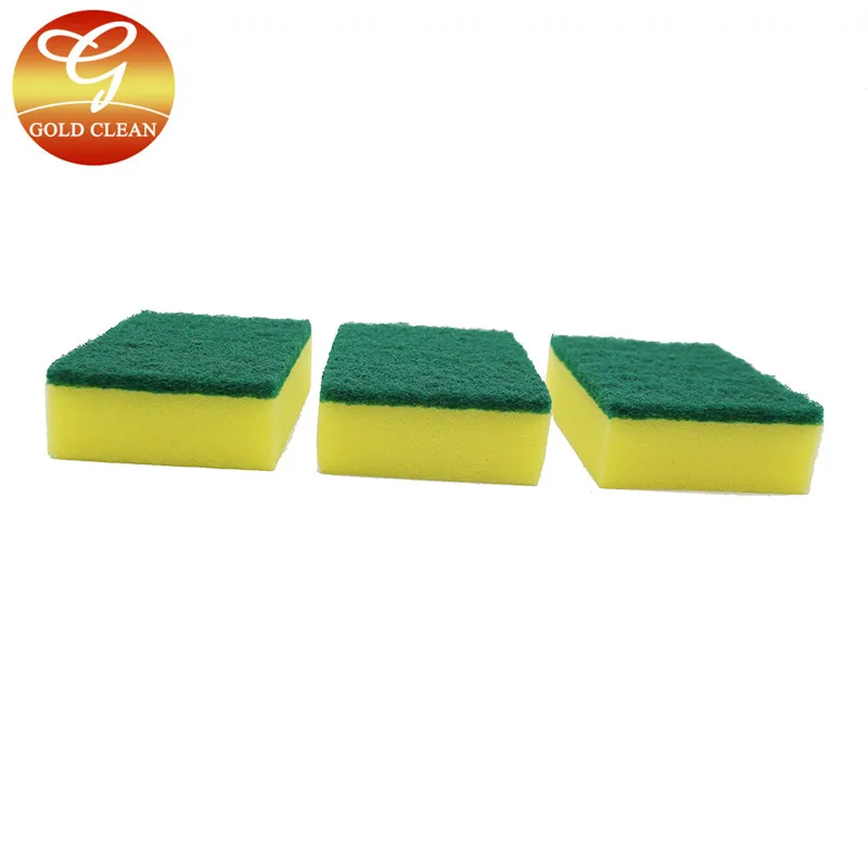 

kitchen cleaning sponge with scouring pad, Green+yellow