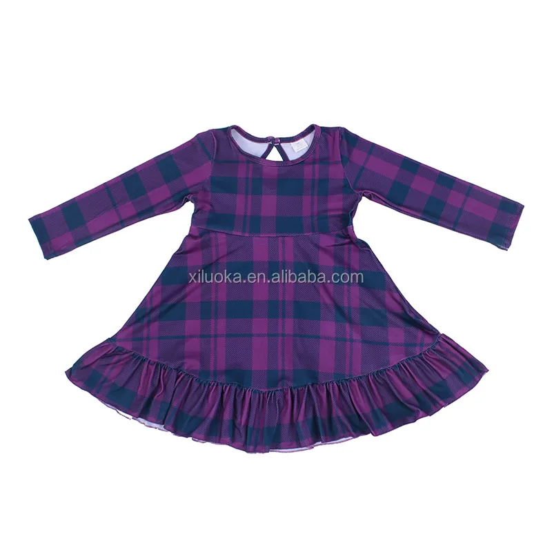 

Hot Sale Long Sleeve Kids Plaid Clothing Wholesale Girl Fall Dress, Picture