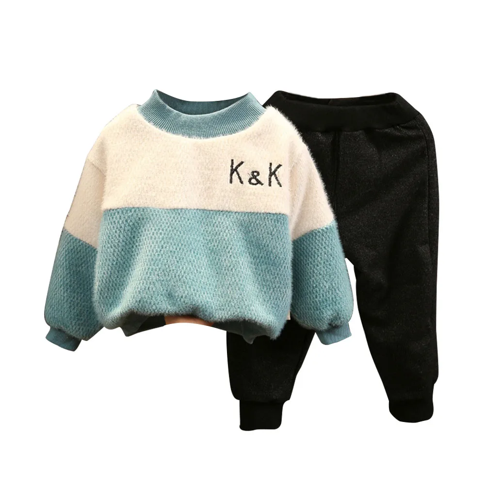 

Mudkingdom Stylish Baby Boy Tracksuit Clothes Concise Style Pullover Sweatshirt Sports Bottom Cheap Newborn Boy Outfit Sets Oem