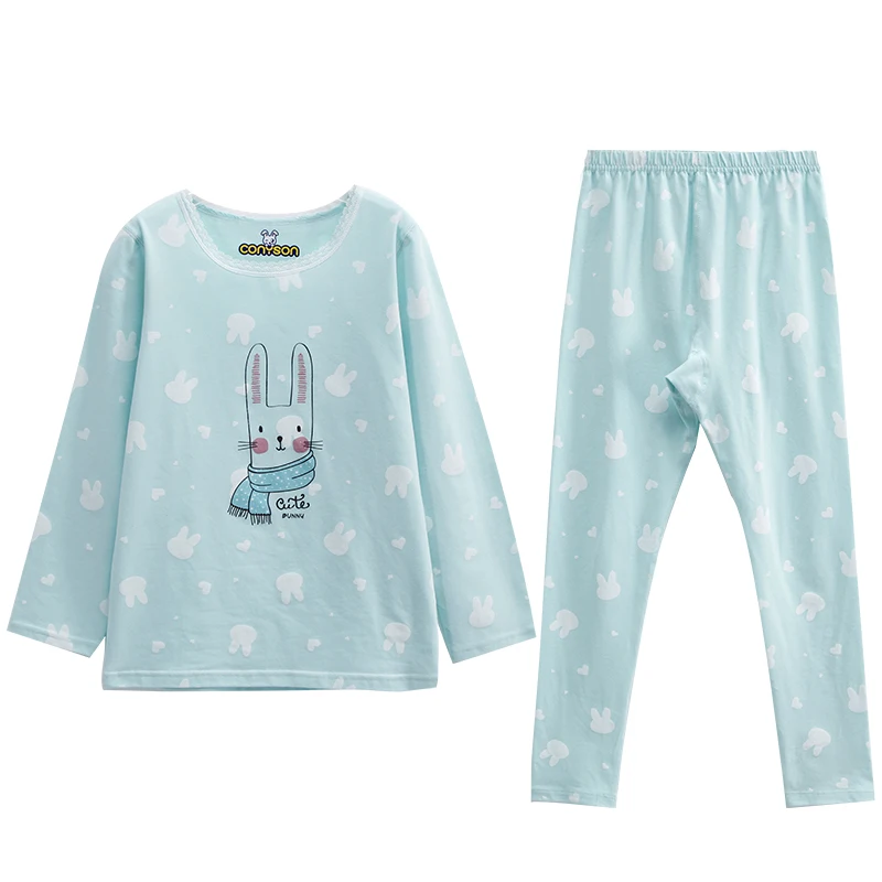

Factory Supply Customize O-Neck Anti-Static Knitted Kids Sleepwear Cute Girls Pajamas Sets