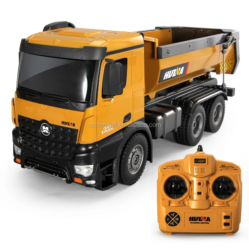 HUINA 1:14 RC Model USB Vehicles 2.4GHz Construction Toy Dump Truck 6 Wheels Car 