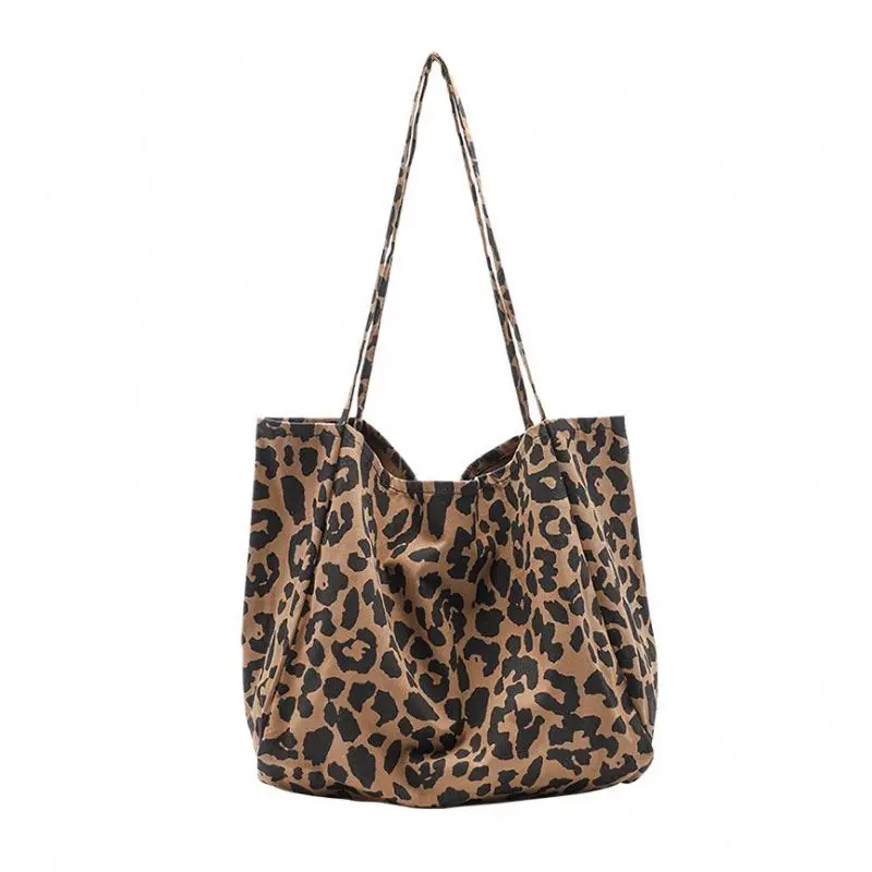 

Retro leopard print pattern personable flannel handbag for women, As picture showed / customized