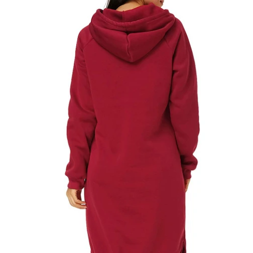 

European and American fashion autumn New Autumn Hoodie Women's long sleeve long hooded dress, Picture color