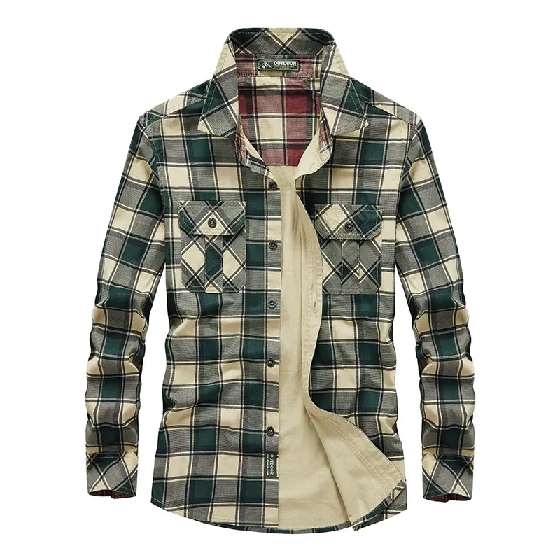 

man spring autumn long sleeve cotton men's shirts camisas hombre chemises pour homme plaid shart men, Red checked, green checked,navy,beige,olive