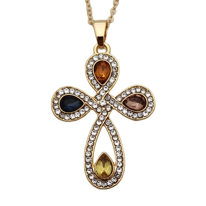 

Celtic Knot Cross Necklace Religious Irish Cross Pendant Necklace with High Quality Crystals Jewelry Day for Women Girls Unisex