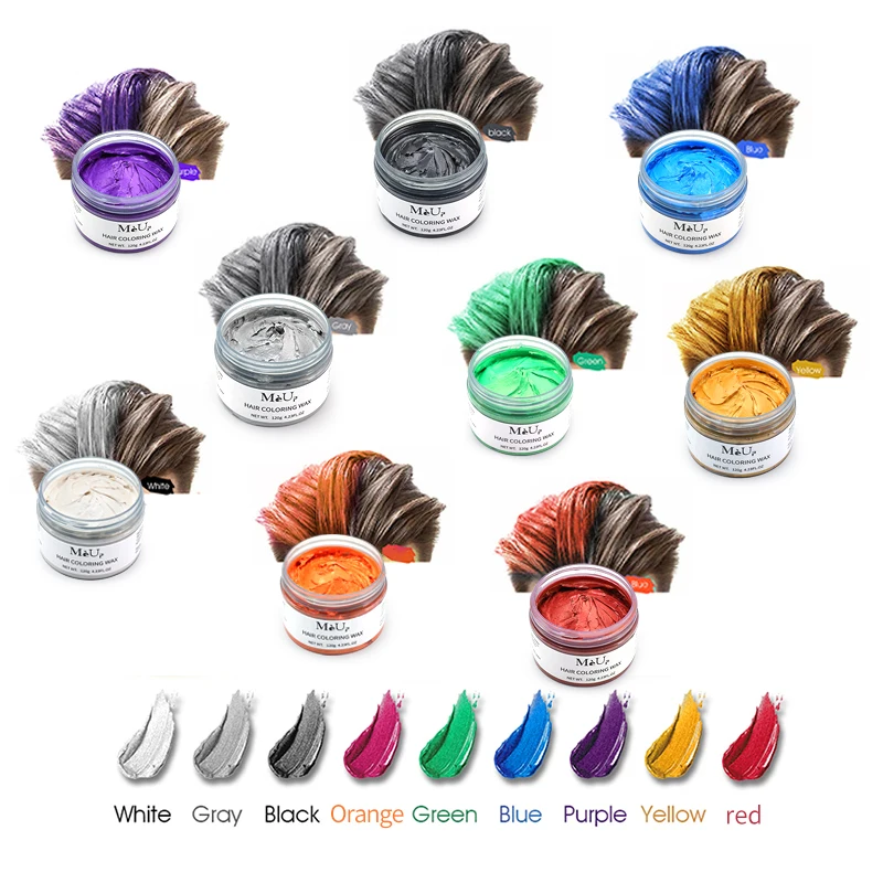 

Private Label Natural Washable One Day Lightness Dye Style Gel Temporary Organic Clay Hair Color Dye Wax Cream, 9 colors or custom