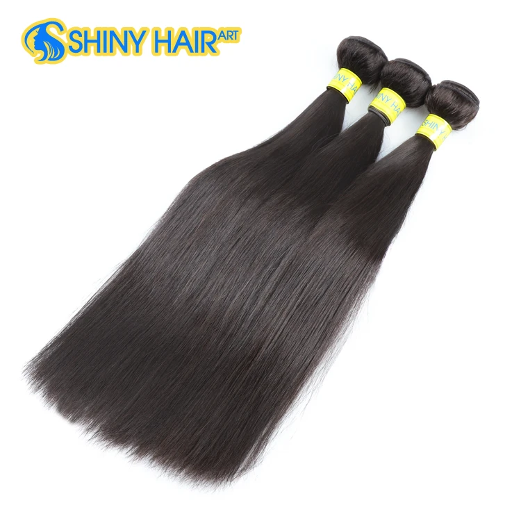

ShinyProducts Cuticle Aligned Brazilian Straight Human Remy Virgin Hair 12A 3 Bundles With Natural Color Lace Closure