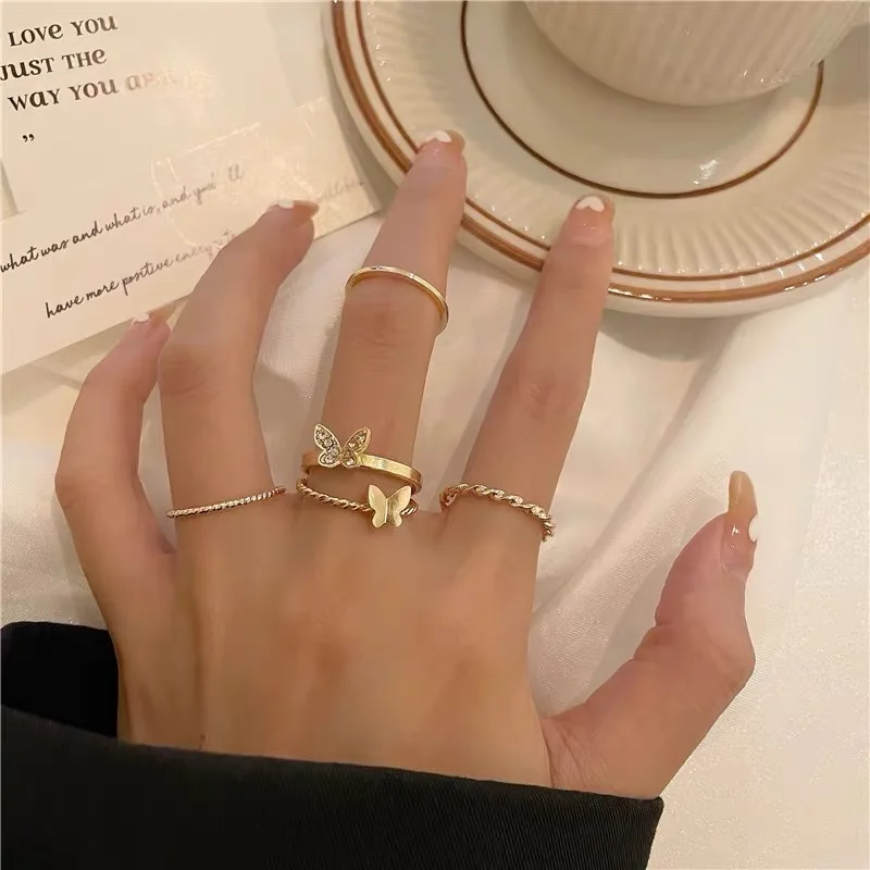 

Butterfly ring, personality combination set, Gold color