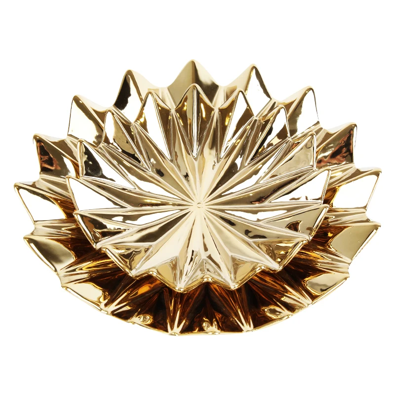 

Nordic Modern Home Decoration Large Ceramic Fruit Bowls Luxury Gold Decorative Bowls