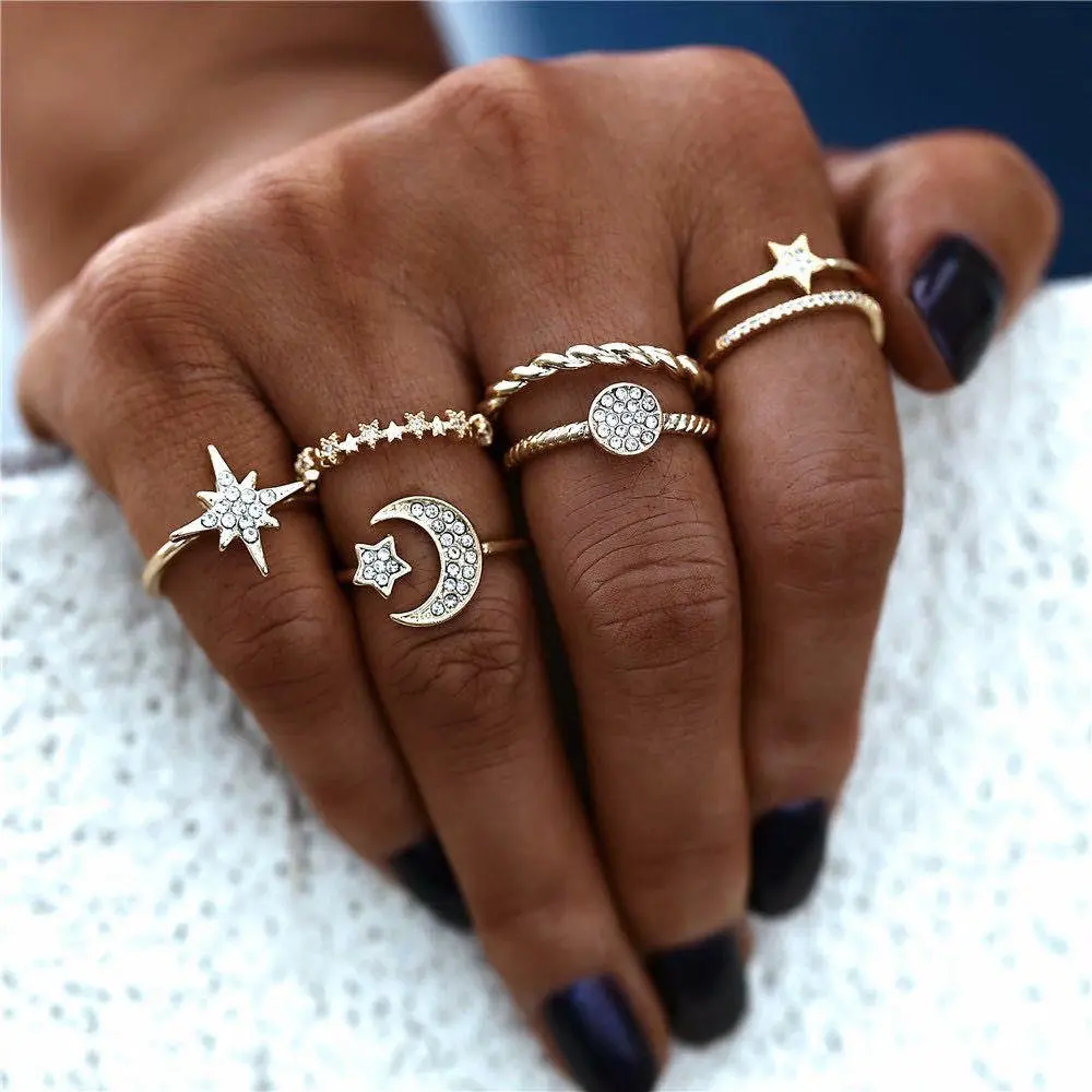 

Fashion gold new sun and moon rings set for women Wholesale N206053, Picture