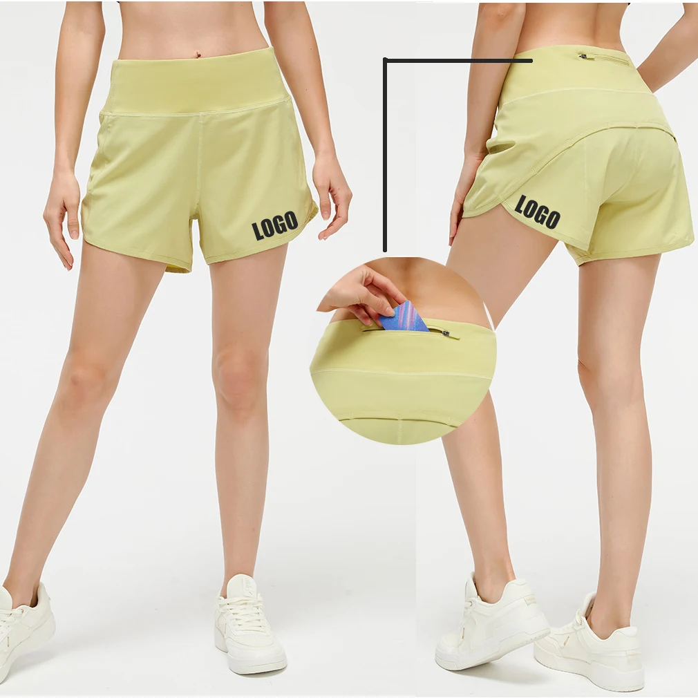 

Summer New product back waist zipper pocket Loose comfortableyoga shorts lightweight breathable running fitness shorts