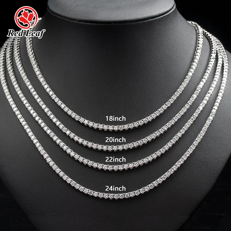 Redleaf Jewelry 2mm 3mm 4mm 5mm 6.5mm VVS Mossanite Tennis Bracelet Necklace 925 Silver  Moissanite Tennis Chain