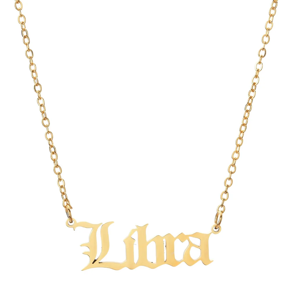 

Unique Personalized Necklaces Stainless Steel Letters Necklace Design Chain Classic Necklace Zodiac, 12 various signs available