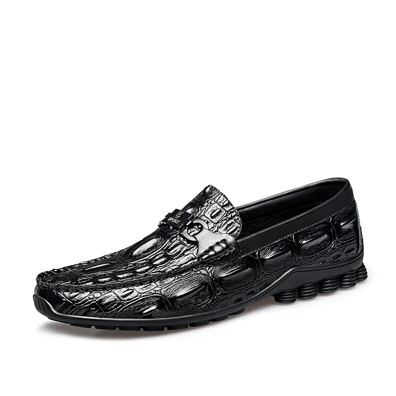 

Fashion Genuine Leather Men Shoes Crocodile Print Leather Dress Shoes Men Loafers British Fashion Men Flats Driving Shoes