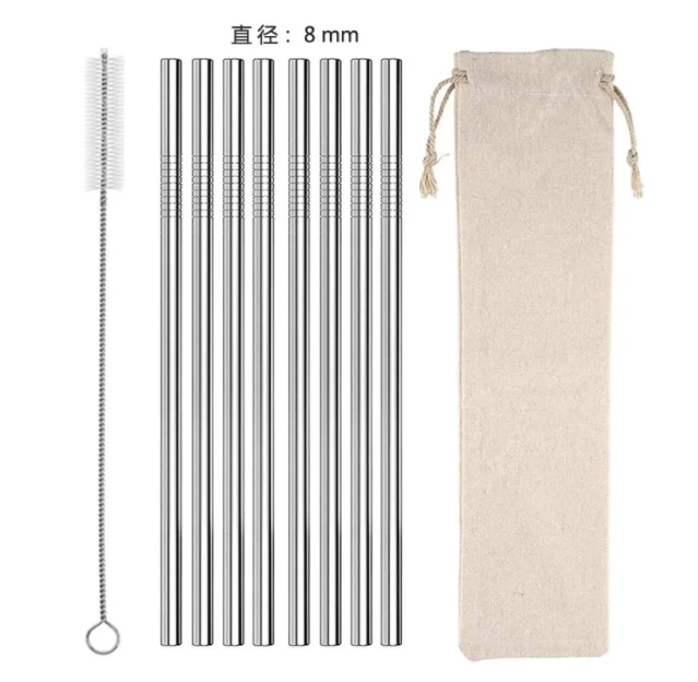 

Reusable Stainless Steel Drinking Straw With Cleaning Brush And Bag Wholesale With Customized Logo Straw