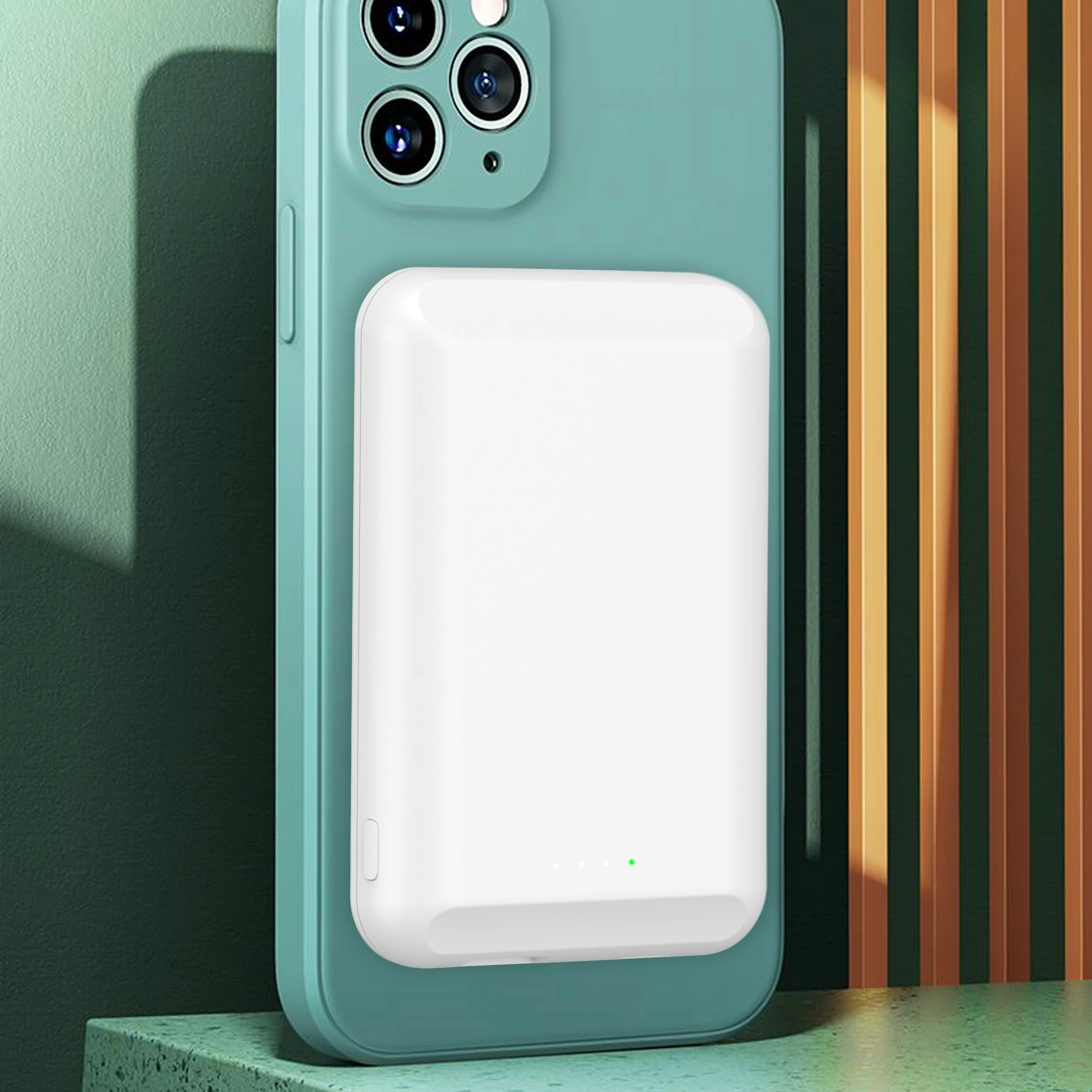 

12MM Ultra Slim Mini Wireless Charger Power Bank 5000mAh 10 Watt Wireless Charging Powerbank For iPhone 12