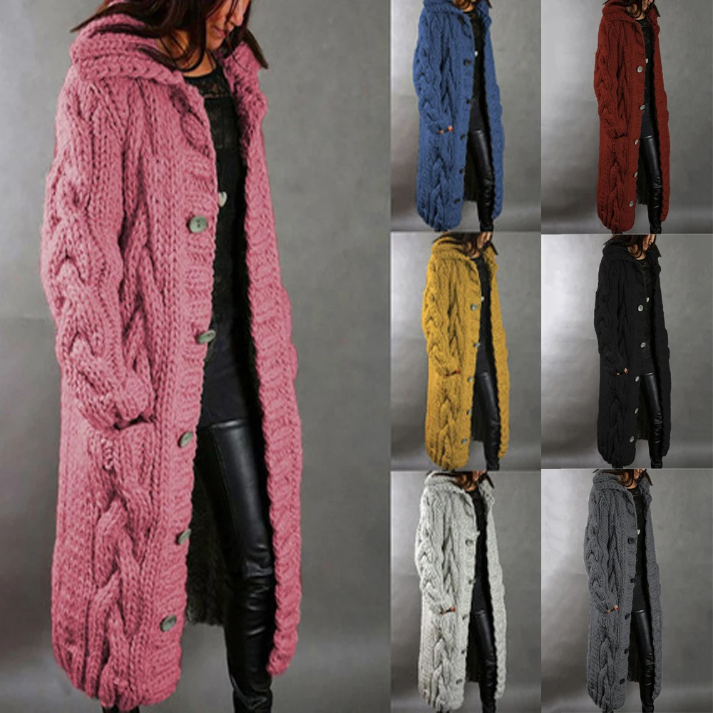 

Wholesale Winter Solid Color Snowflake Stereo Irregular Large Pocket Thick Plus Size Sweaters Women Oversize Warm Long Coat, 11colors