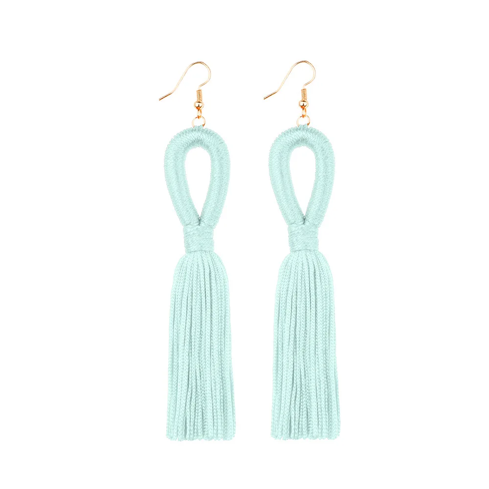 

2020 Hot Selling HandMade Bohemia Mulit Color Cotton Tassel Dangle Earrings