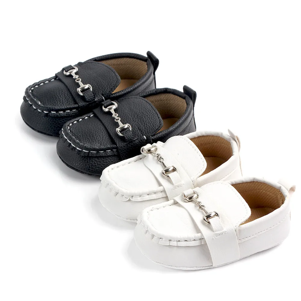 

Amazon hot PU Leather slip on 0 2 years old infant casual shoes leather baby loafers, White,black,brown,blue