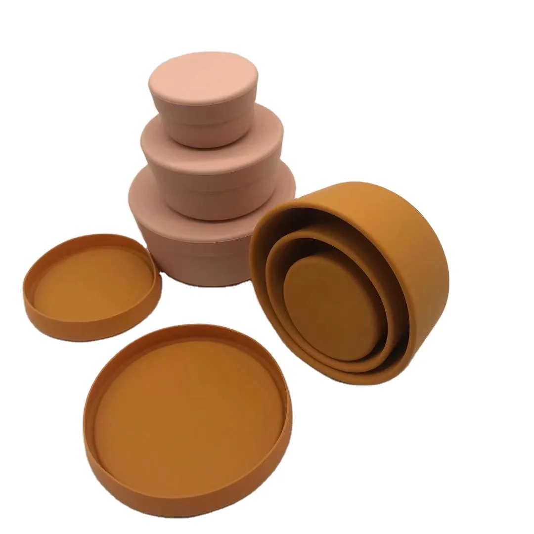 

silicone bento box in 3 different sizes Waterproof and silicone food storage box with round cover, Customized color