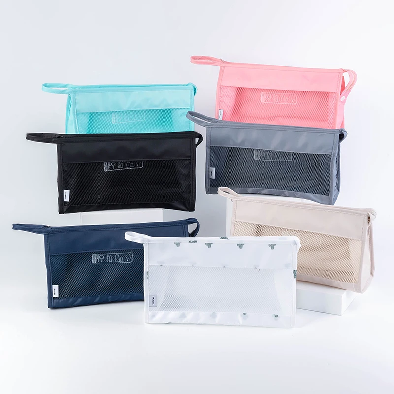 

Hanging Toiletry Pouch Bath Clear Skincare Organizer Mesh Inner Pocket Zipper Makeup Pouch Cosmetic Bag
