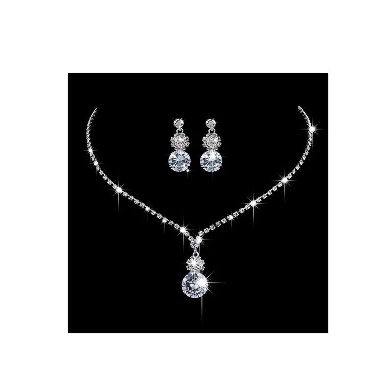 

Wholesale Bridal Jewelry Necklace Necklace Two-piece Rhinestone Alloy Jewelry Set Wholesale 459 african jewelries