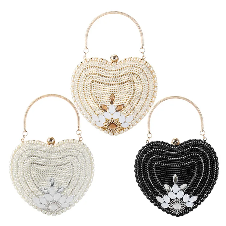 

unique gold small ladies clutch purse 2021 new beaded luxury pearl clutch evening bag