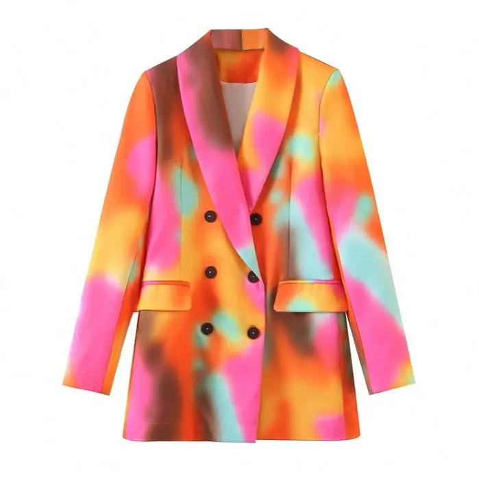

2020 Fall Orange Color tie die Casual Blazer Clothing Autumn Blazer women