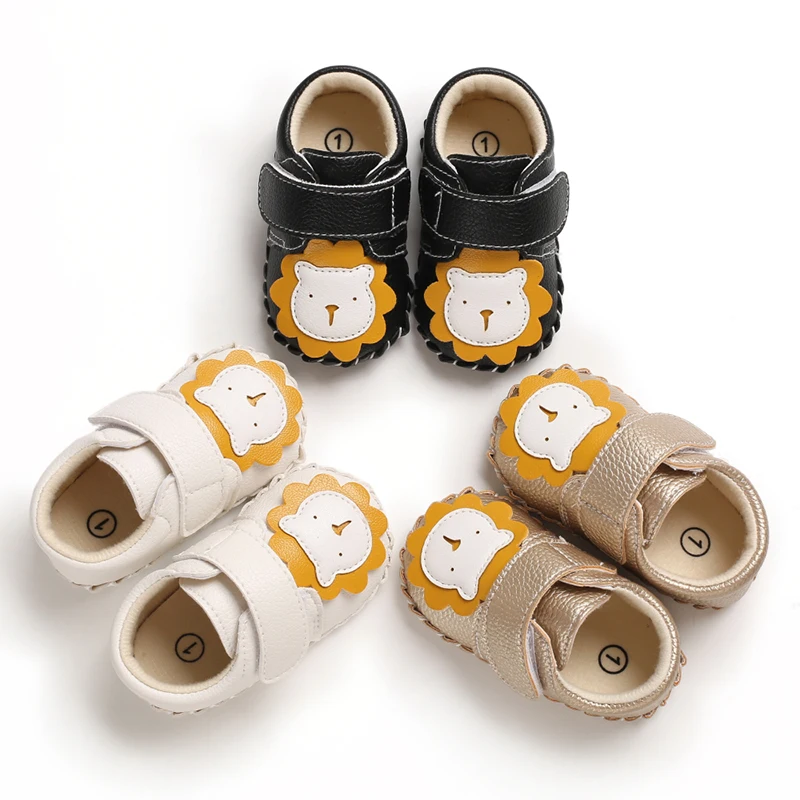 

Wholesale Cheap PU Leather Animal Lion Casual soft prewalk infant baby shoes, 3 colors