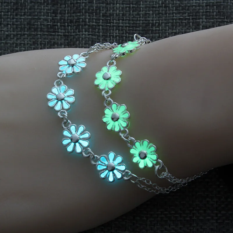 

NB190 Glow In The Dark Chic New Natural Stones Luminous Star Flower Heart Shaped Charm Bracelet for Women Jewelry