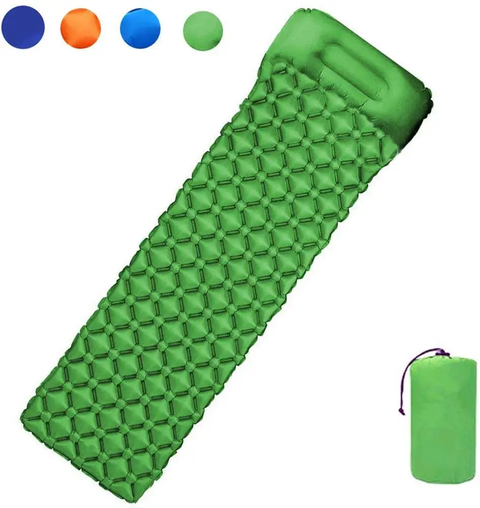 

Inventery 40D nylon Inflatable Camping Mat Hiking Inflatable Hammock Tpu Insulated Folding Sleeping Bag Foldable Ultra Light, Orange,blue,green,dark green,customized