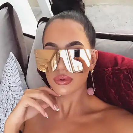 

Silver Mirror Womens Sunglasses Brand Designer Vintage Sun Glasses Men Luxury Oversized Square Shades UV400 Glam Eyewear 2021