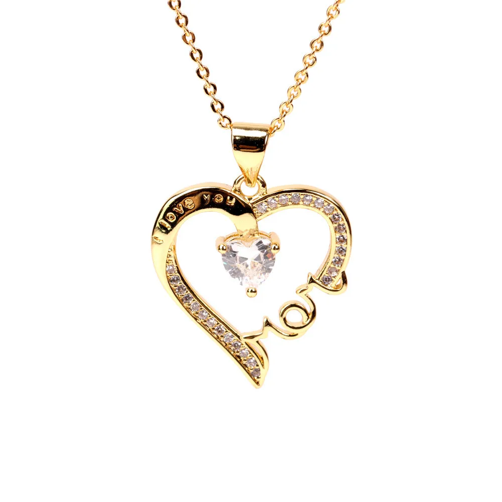 

Mom Jewelry 18K Gold Plated Love Heart Mom Pendant Necklace Bling Diamond Crystal Zirconia Mom Necklace For Mothers Day