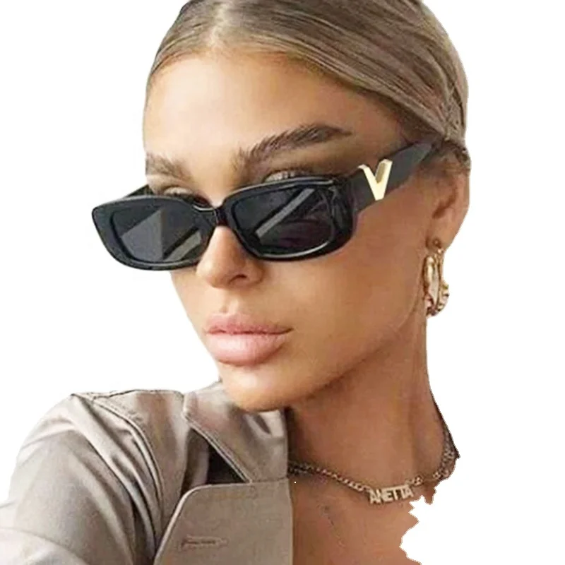 

Cheap Wholesale Prices High fashion ladies Designer cat3 UV400 Women Vintage Small Rectangle sun glasses Sunglasses