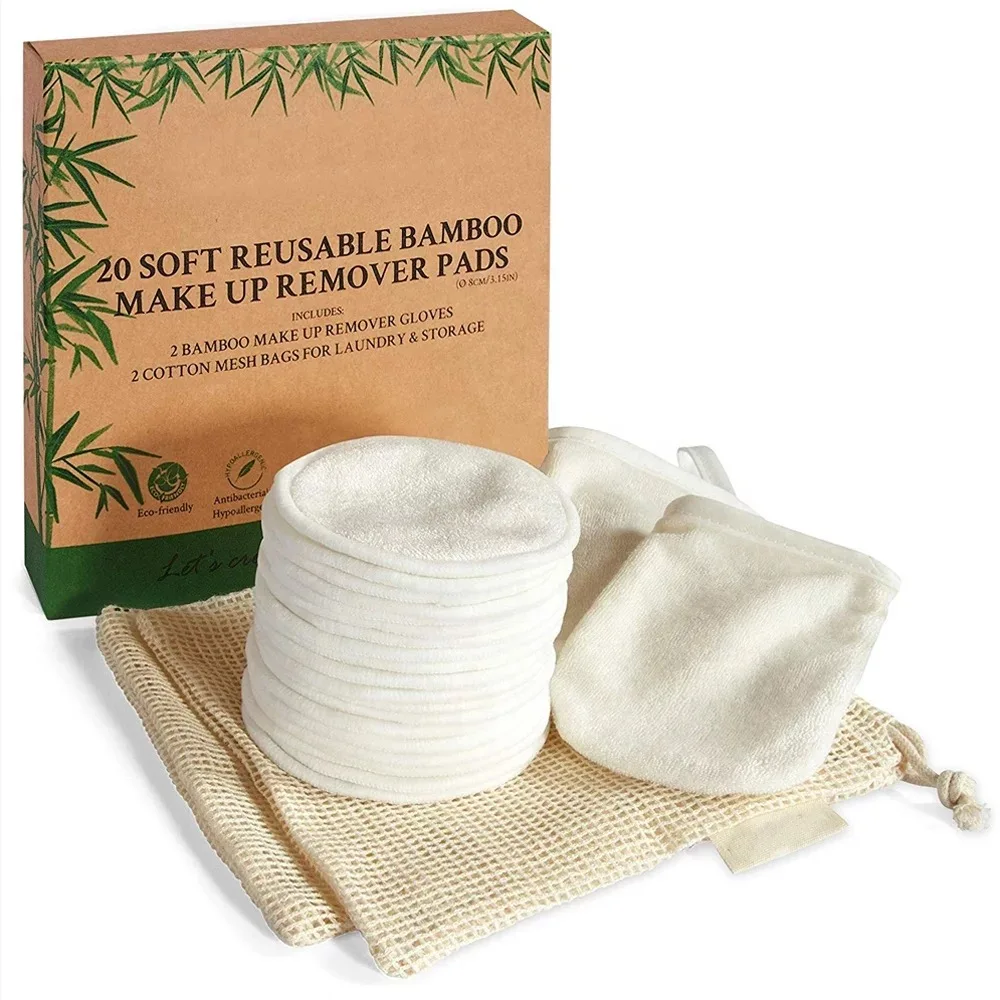 

Washable Eye Face Make up Cleansing Facial Round Bamboo Hemp Cotton Pad Reusable Makeup Remover Pads