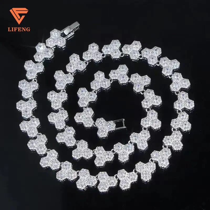 

Fashion Jewelry Good Price Baguette Tennis Chain Moissanite Necklace Bling Diamond VVS Moissanite Chain For Men And Women