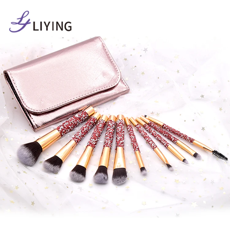 

Amazon crazy customized 10pcs diamond soft bristle makeup brush set professional maquillaje make up brushes