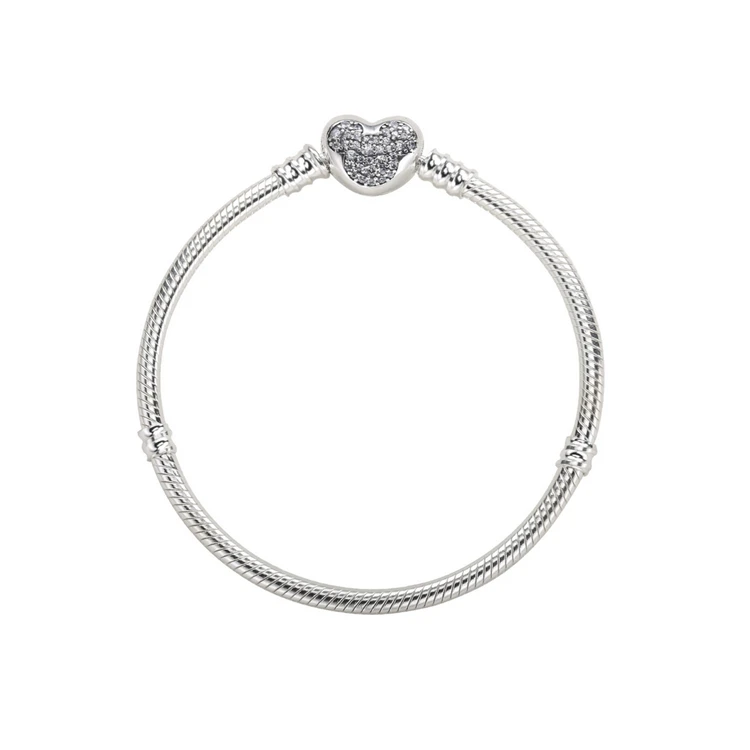 

Spring summer 2021 womens fashion elegant 925 sterling silver mickey mouse heart clasp bracelet