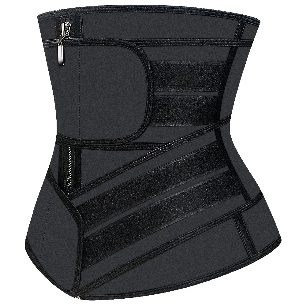 

9 Steel Boned Waist Trainer Slimming Women Corset Two strap Latex Waist Trainer