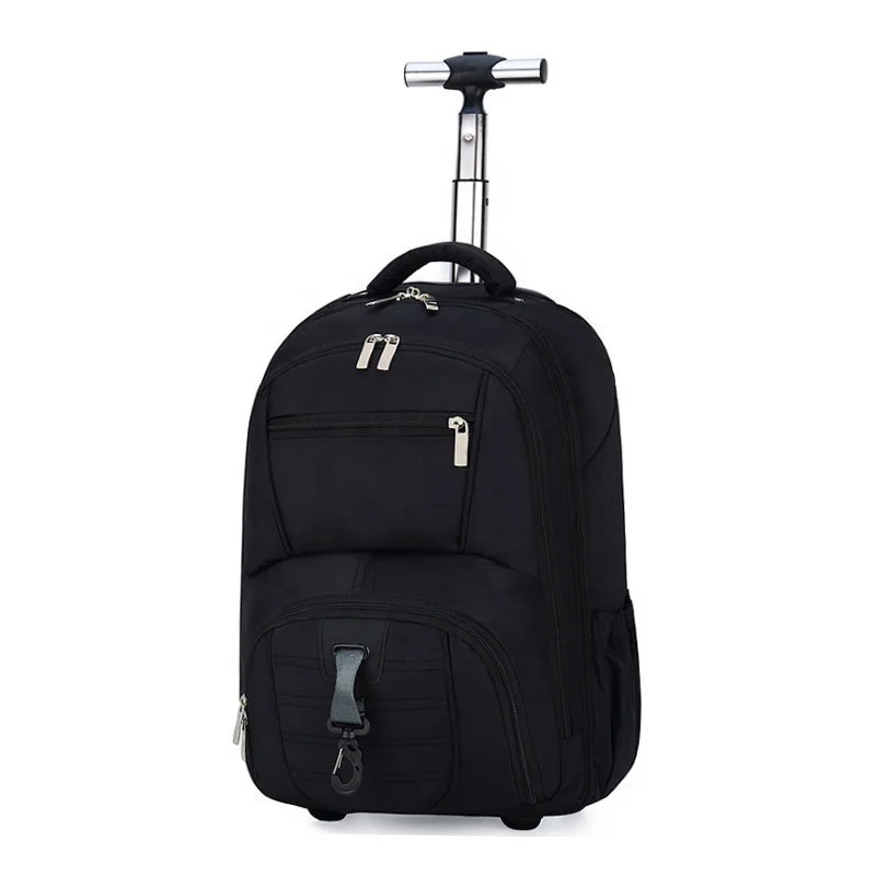 

Rolling Backpack Wheeled Carry Luggage Bag School Backpack Multi-function Laptop Backpack with Trolley, Black