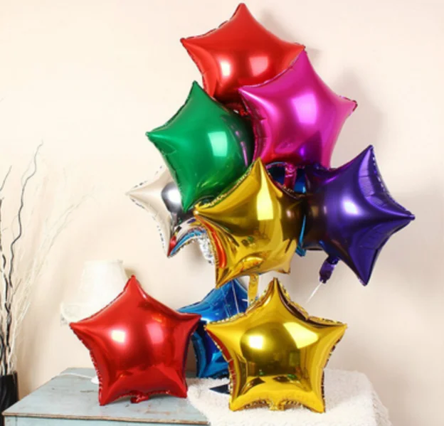

Free Shipping 50pcs/set 10' Five-pointed star foil balloons birthday party decorkids Toys balloon globes, Colorful