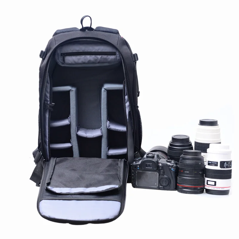 

Large capacity cheap slr camera backpack bag with rain cover, Black backpack bag camera