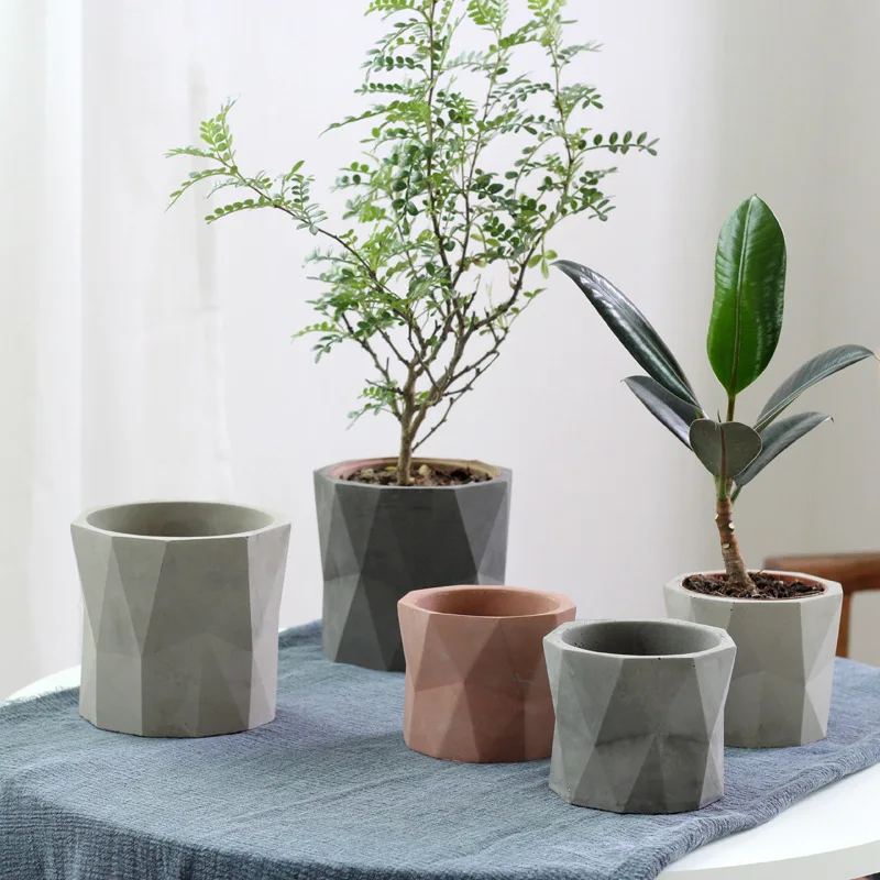 

Europe Personalized Geometric Cement Pots for Home Decoration