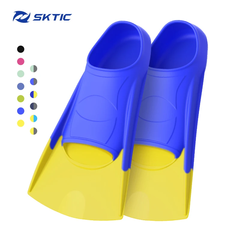 

SKTIC Lower Prices Foot Pocket Bag Flippers Colorful Scuba Diving Fin Freediving Train Fins For Adult, Blue yellow