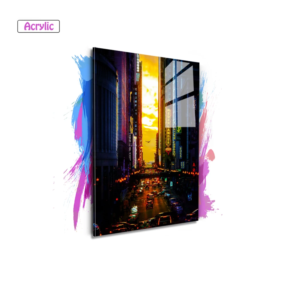 

Neon Wall Art Plexiglass Fashion Night View City Street Acrylic Wall Art Painting Wall Posters Bedroom Bar Club Home decorate