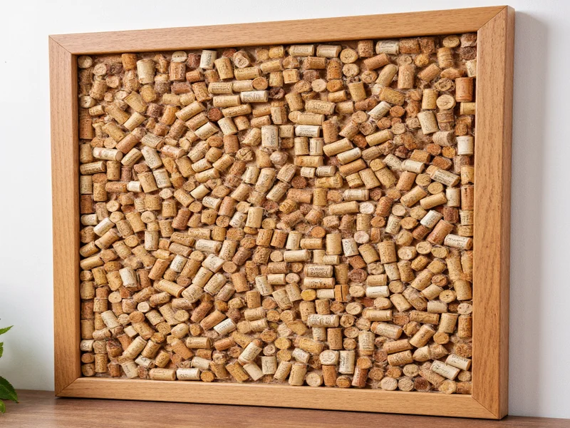 Functional bulletin board created from collected wine corks