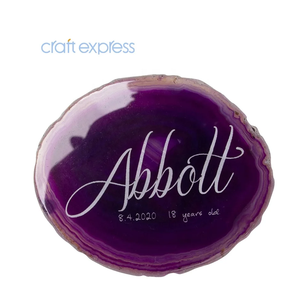 

Craft Express Personalized Decoration Nice Color Appearance Agate Coasters Bulk Engraving Agate Cup Coaster With Purple Color