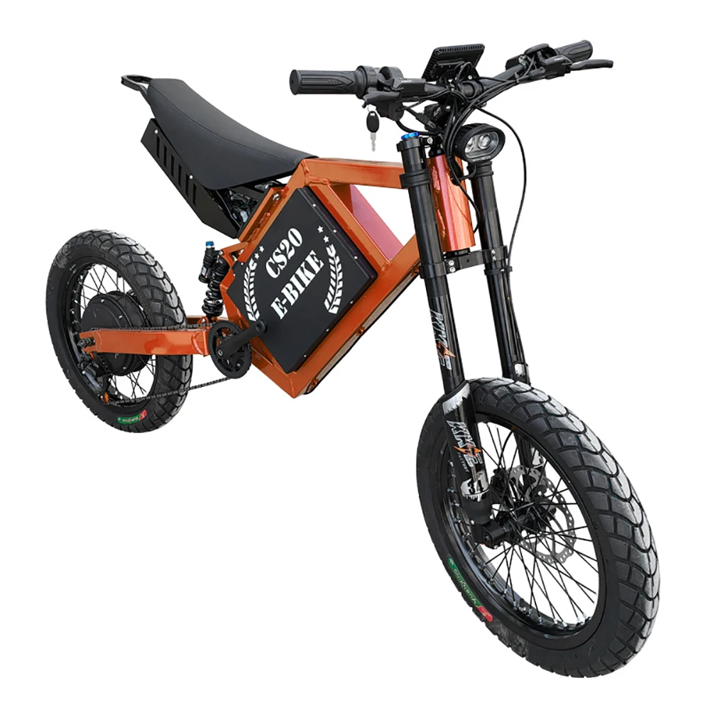 

New Enduro Bomber CS20 72v 30ah High Power Lithium Battery Electric Motorcycle 3000w Brushless Motor Electric Mountain Bike, As picture show