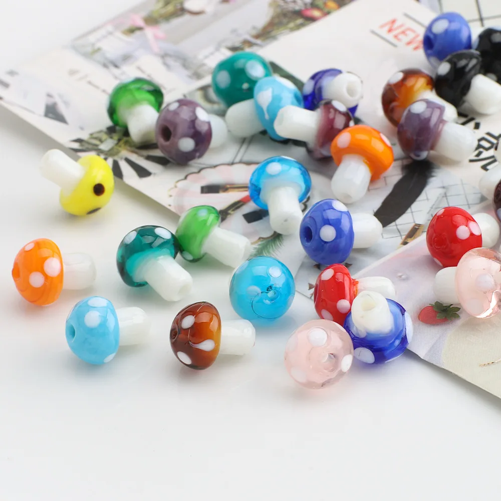 

New Arrival Crystal Mushroom Beads for Necklace Earring Diy , Wholesale Lampwork Glass Mushrooms Beads for Jewelry Making