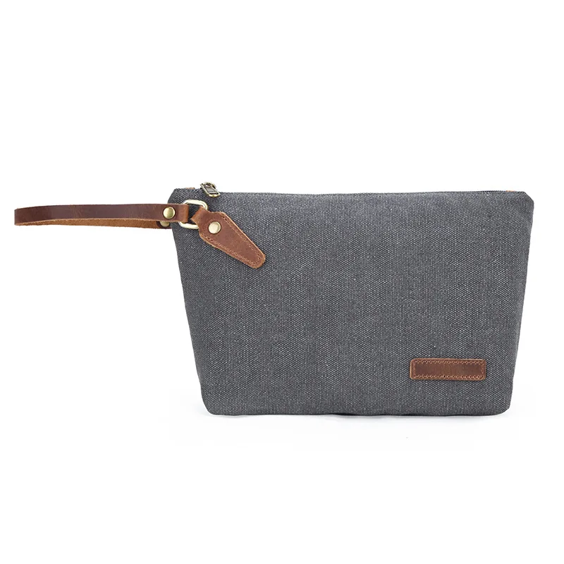 

Classic High Quality washed cotton canvas travel Makeup bag for men, Customized